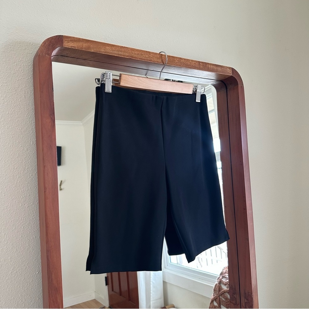 Theory Precision Ponte Skinny Biker Shorts Black Womens S High Rise Athletic Run